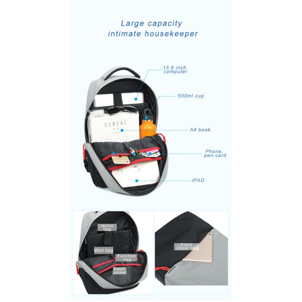 ISO9001 15L Oxford Waterproof School Computer Bag With USB