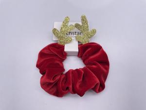 Quality Red Christmas Reindeer Hair Scrunchie Elastic Multipurpose Durable wholesale