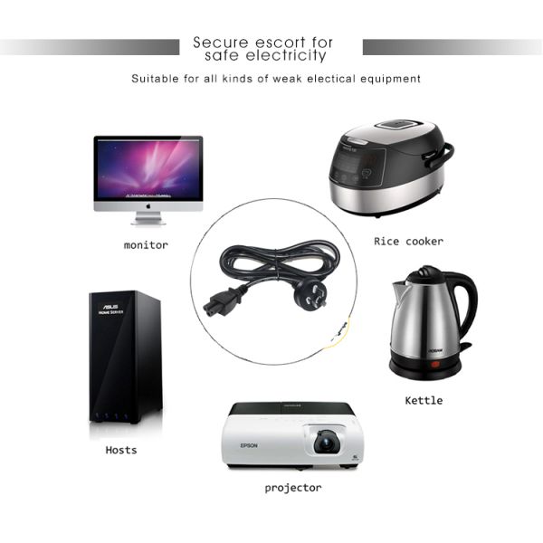 SAA Certified AU Plug to IEC C5 Power Cord 1.8m Black