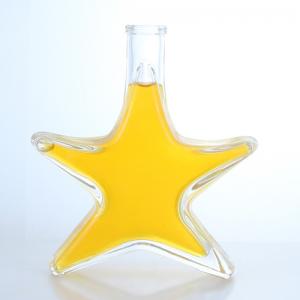 Quality Whiskey Gin Rum Vodka Glass Liquor Bottle Star Shape with Cork Top and Glass Base wholesale