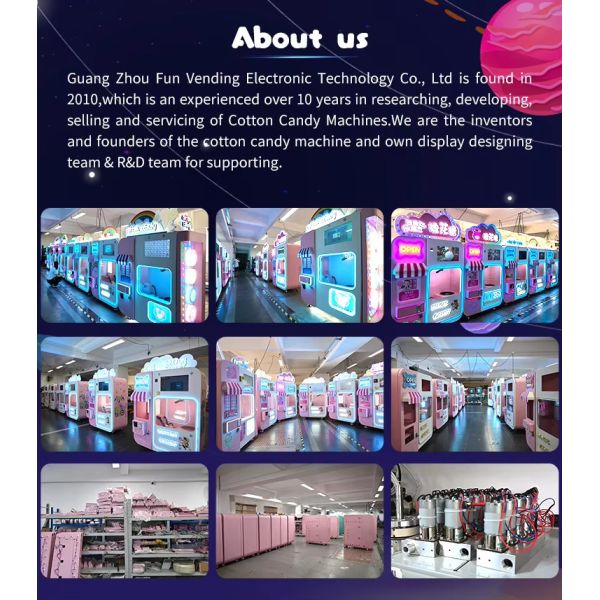 New Vending Machine 2024 Professional Intelligent Automatic Cotton Candy Vending Machine With Advertising Screen