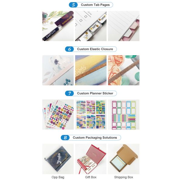 Spiral Binding Custom Marble Printing 2024 Dairy Daily Weekly Monthly Journal Planner