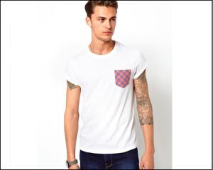 Quality mens blank white tee shirt with printed Pocket  oem logo service wholesale