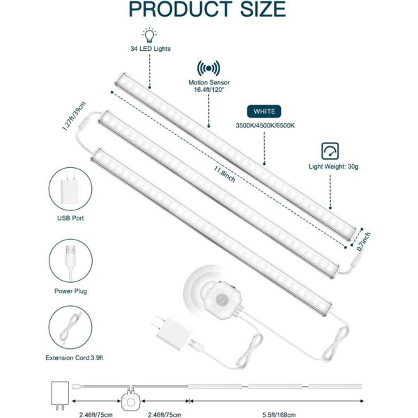 3500K 4500K 6500K LED Motion Sensor Night Light Indoor 5V USB