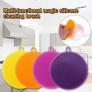 Quality New Silicone Dish Washing Sponge Scrubber Cleaning Antibacterial Kitchen Tools Kitchen Cleaning Accessories wholesale