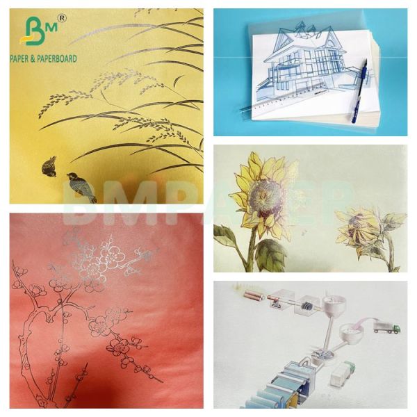 100 GSM Smooth Premium Gold Rose Semitransparent Paper Roll 889mm Width