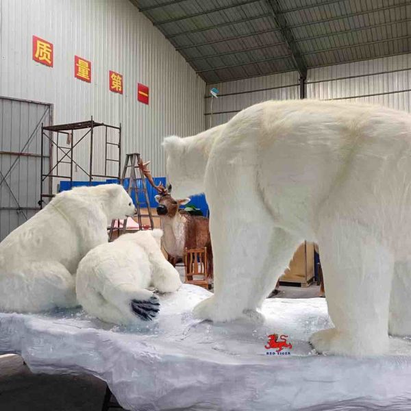 Realistic Animatronic Life Size Polar Bear Customized Available 12 Months Warranty