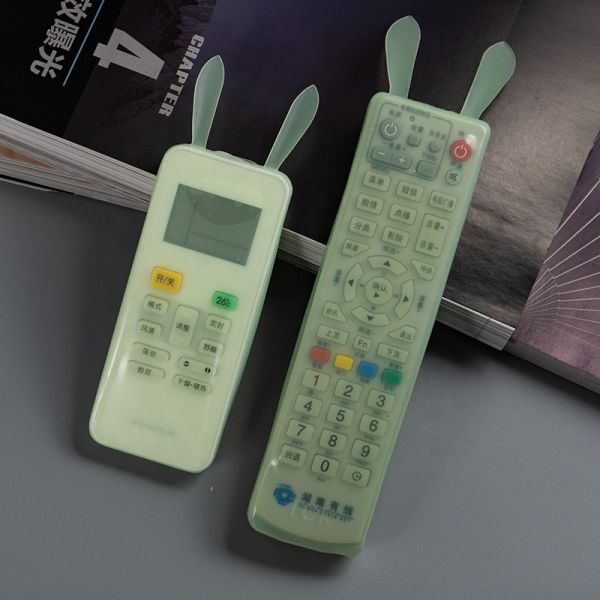 Glow-In-The-Dark Green Rabbit Ear Silicone Protective Cover/Sleeve/Case For TV And Air Conditioner Remote Control