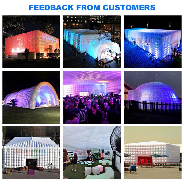 8m Square Camping Tents LED Inflatable Tent For 80 People Outdoor Party Event