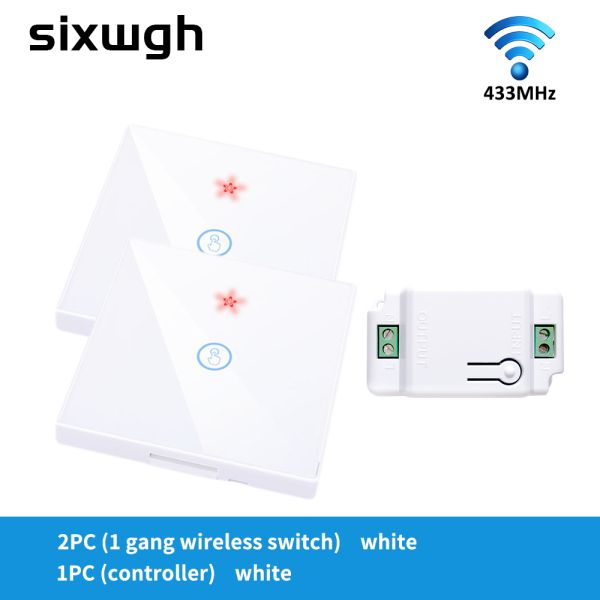 Wireless Touch Wall Switches Sets RF433 1gang Luxury Glass Panel Remote Control Switch