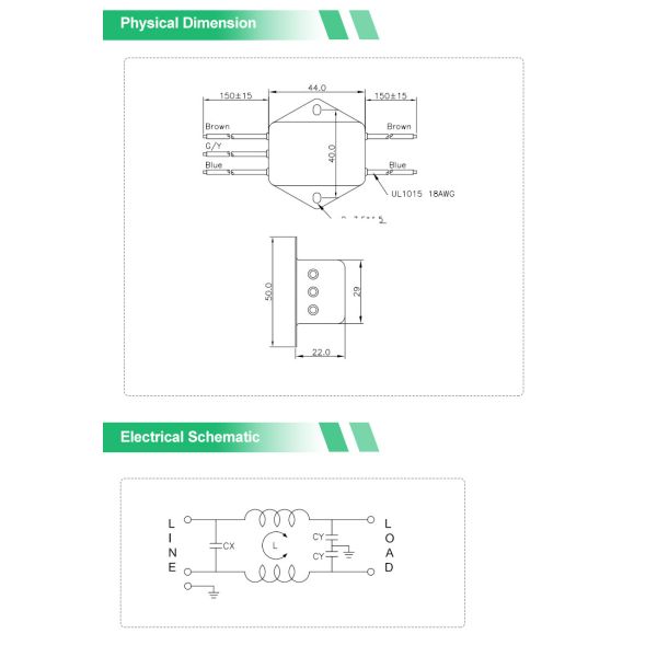 Power Line Filter 3A Wire Connection Single Phase Filter For EMC Rectification Test