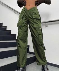 China 6 Pocket Women Cargo Pants Mixed Color 100% Cotton Baggy Custom Utility on sale