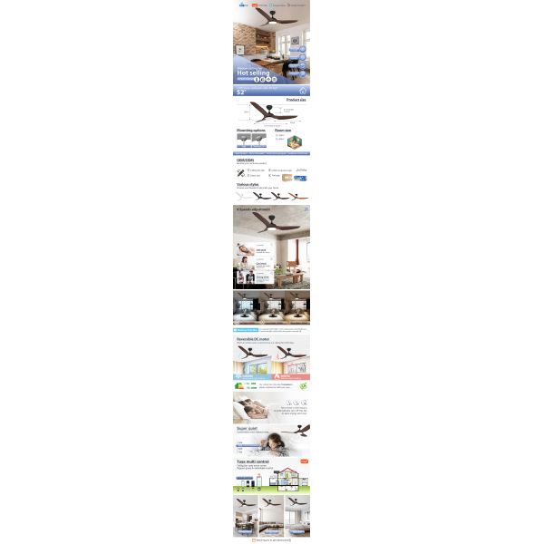 1stshine Ceiling Fan With Light Modern Plastic Blade Low Noise Dc Motor