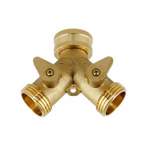 Quality Brass Garden Hose Connector Tap Splitter with 2 Valves and 2 Washers Connect Fittings wholesale