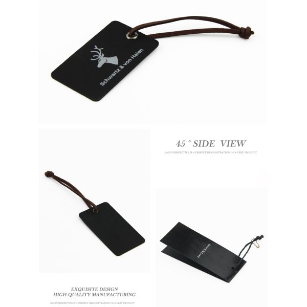 Black Printed Custom Paper Card cardboard Garment Hang Tags With String
