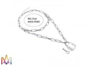China Hiphop Double Layer Key Lock Engraved Mens Chain Necklace on sale