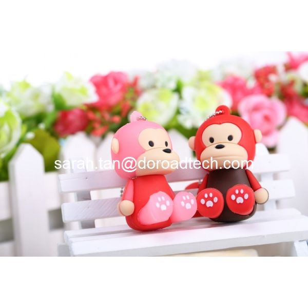 Original A Grade Chipset Customized Cute Monkey PVC Cartoon USB Flash Drives