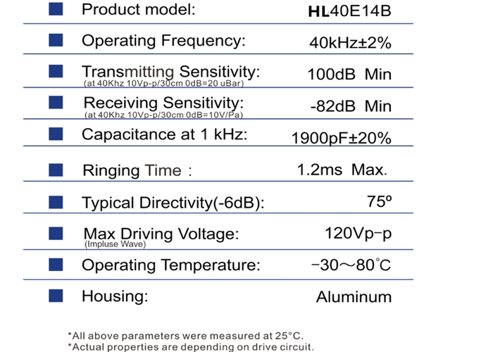 1900pF Ultrasonic Parking Sensor