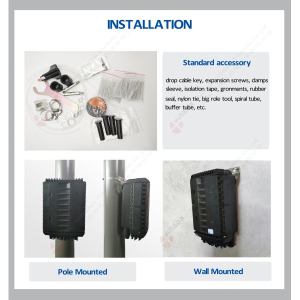 IP68 Waterproof Telecom Pole Mount FTTH 96 Cores Fiber Optic Splitter Splice Closure PP