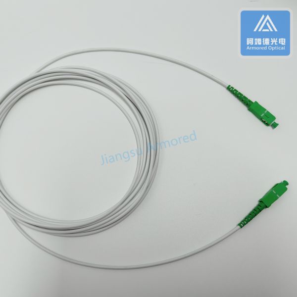 Simplex SM Stainless Steel Armored Patch Cord 10m SC APC 3.0mm White LSZH Jacket Dca Patch Jumper