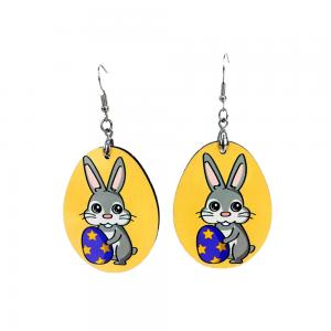 China Creative Easter Bunny Egg Sublimation MDF Blanks Oval Shape Earrings on sale