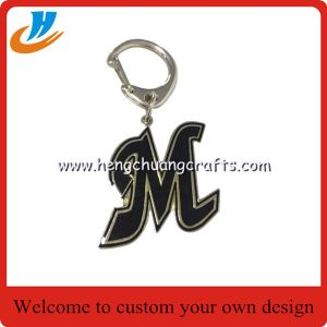 China M shape metal keychain alphabet metal keychain keyring with silver plated on sale