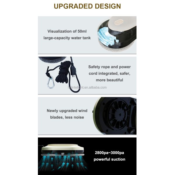 High Capacity 650mAh Battery Electric Powered Automatic Window Cleaner Robot Vacuum for Household US Plug Type