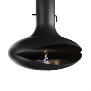 Quality Black Roof Mounted Ceiling Carbon Steel Float Suspended Bioethanol Fireplace wholesale