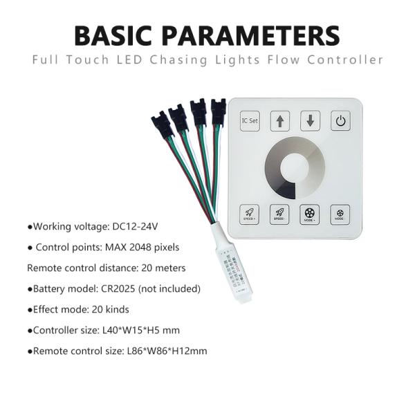 2048 Pixels Rf Wireless Remote LED Controller For White Flowing Light Strip