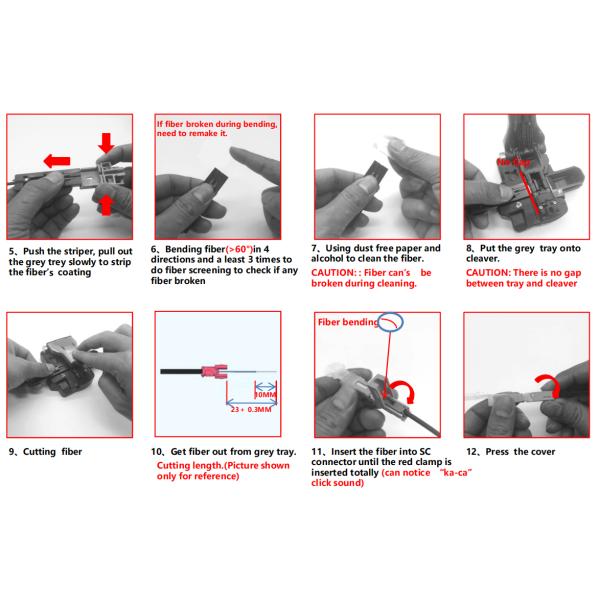 55mm/60mm Length Electronic Tablet FTTH Field Assembly Optical Fiber Optic SC UPC APC Fast Connector