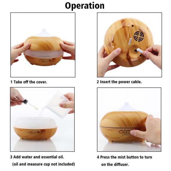 12W 300ml 0.65A Wood Grain Aroma Diffuser For Home