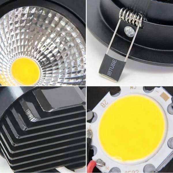 15w 3w LED Ceiling Spotlights Black COB Recessed Ceiling Light