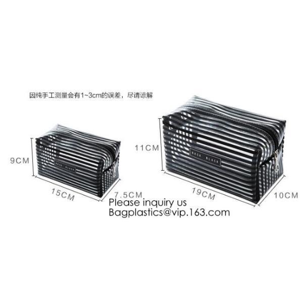 Compact Multi-purpose Handbag-style Transparent Glitter Cosmetic Pouch with Zipper Pocket on the Back, bagease, bagplast