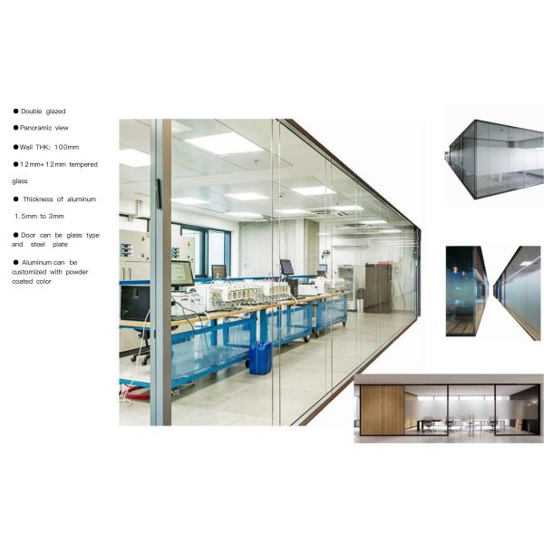 Modular and Pre-assemble Installation 100mm Soundproof Glass Partition Wall for Productive Work Environment