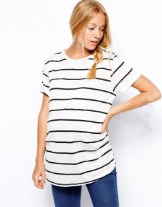 Quality western maternity wear in black and white stripe shirt in loose design wholesale