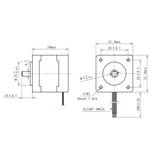 0.15Nm 1A NEMA 14 Stepper Motor 35x35x34mm 2 Phase 4 Wire Micro Stepper Motor