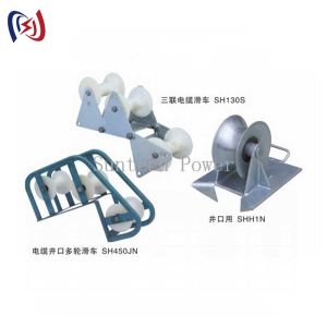 Telecom Underground Cable Pithead Roller Three Connected Conductor Stringing