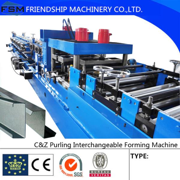 Automatic Pre-punching C Z Purlin Roll Forming Machine With Post-cutting Progress