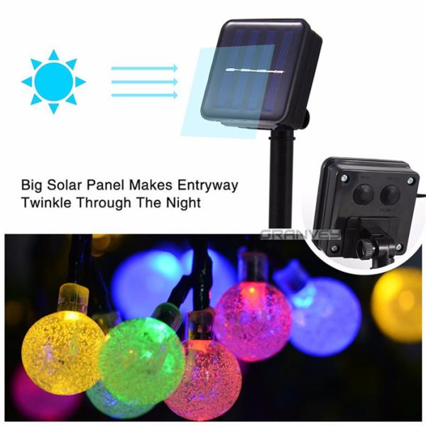 30 Crystal Ball Solar Powered Multi Color Christmas Lights , Hanging Solar Christmas Lights