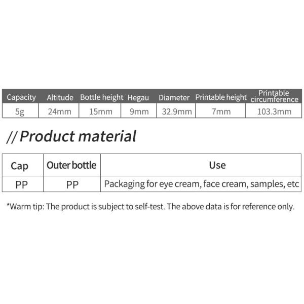 5g logo Printing Round Plastic Cream Bottle UV Process, Small Volumn Cream Jar with lid