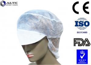 Quality Peak Disposable Medical Caps Stitched Band Repels Fluids With Hair Net wholesale