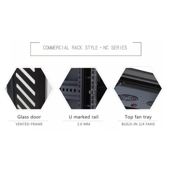 Rack Mountable Floor Standing Cabinet Cold Rolled Steel 20U 19 Inch