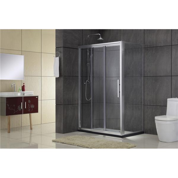 Chromed Sliding Aluminum Shower Doors Double Moving door one Fixed Glass and one Fixed Panel