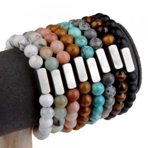 China Square Stainless Steel Natural Stone Handmade Beads Bracelets on sale