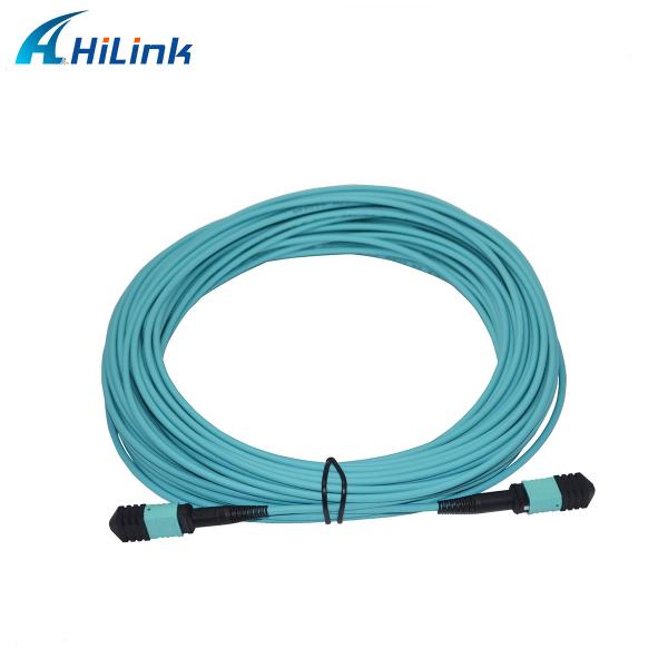 20M MPO MPO 24 Core Fiber Cable Multimode OM3 LSZH 3mm Female