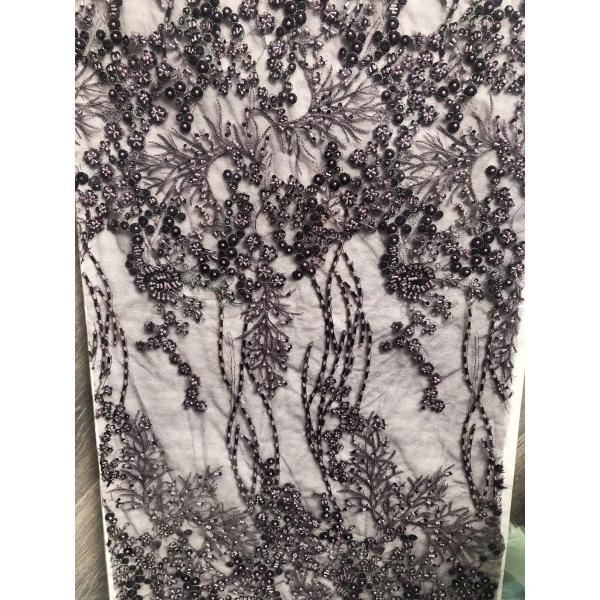 Easily Customizable Luxury 3D Flowers Beaded Embroidery Lace Fabric New Design Lace for Women's Clothing Dance Dresses