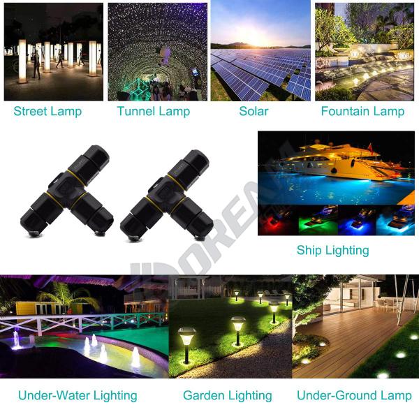 DREAM START Led Outdoor Lighting Waterproof Wire Connector Screw T-type Wire Connectors 1-3pin Ip 68 Cable Waterproof Connector