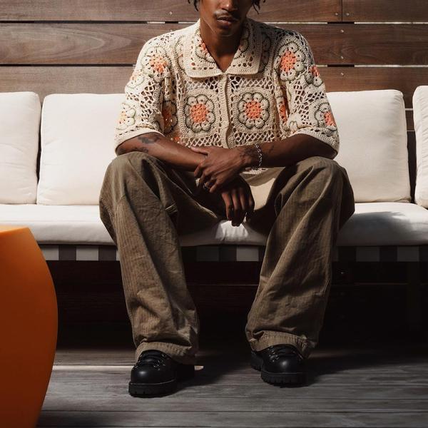 Lace Handwoven Embroidery Logo Boxy Vintage Linen Tshirt Fit Fully Cut and Sew Shirt Crochet Button up Polo Shirts Custom Unisex