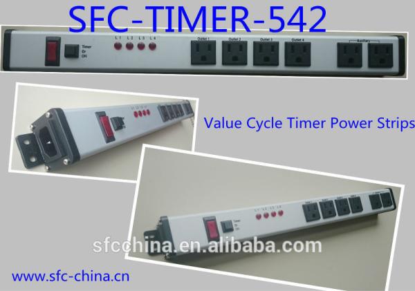 Cheap Value Cycle Timer Electrical Outlet , Metal Power Strip With Timer / On Off Switch for sale