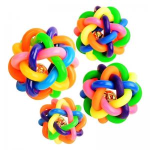 Quality Extra Large Dog Ball Colorful Bell Ball Dog Toys Bite Resistant Molar Elastic Ball Sound Rainbow Ball wholesale